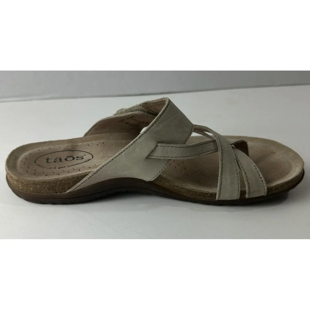 Taos The Perfect Sandals Light Beige Tan Stone Thong Toe Strappy Women's Size 10 - Picture 12 of 14